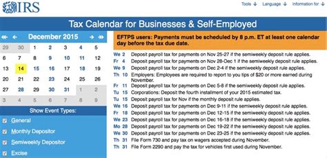 taxer calendar|irs small business tax calendar.